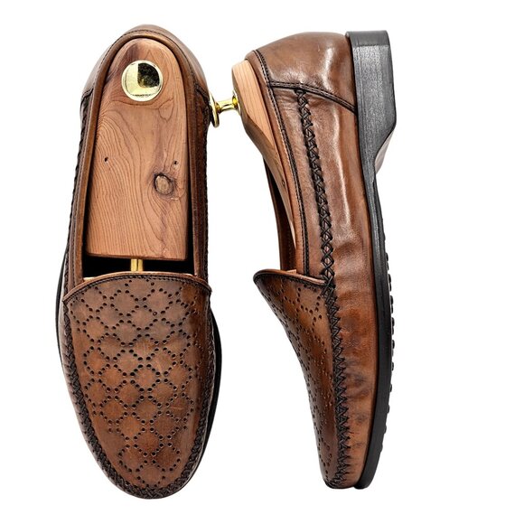 NEW Vintage Bragano Cole Haan Men's 7.5M Brown Leather Dress Shoes Italy Loafers - Picture 14 of 16